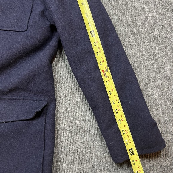 BGSD Men's Duffle Wool Blend Toggle Hooded Quilted Medium Blue Dock Nautical EUC - Picture 6 of 14